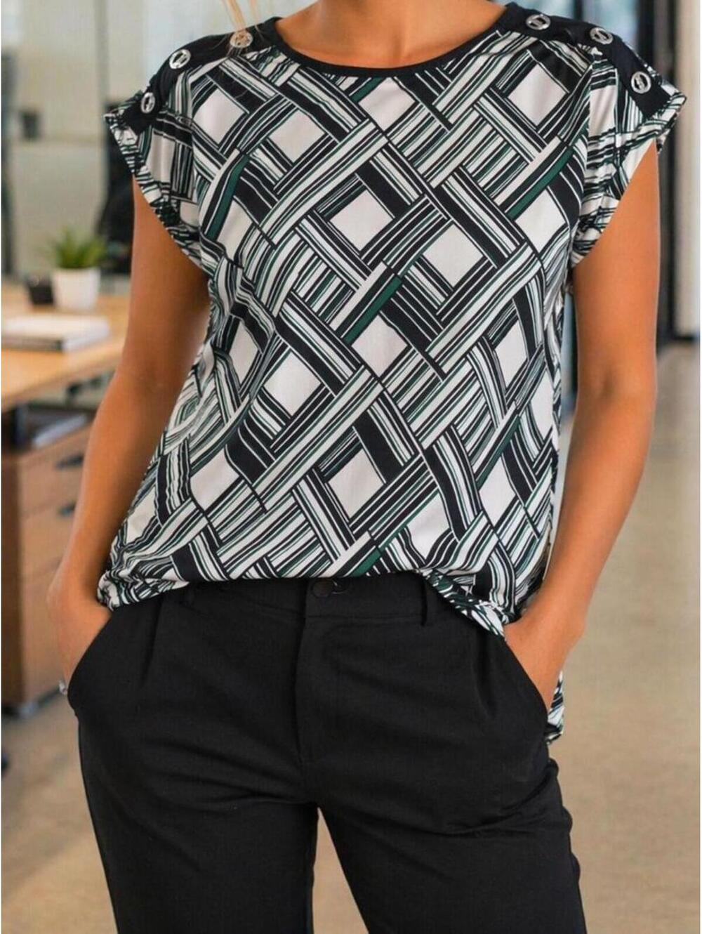 PerSeption Concept Collection Concept Geometric Print Top M